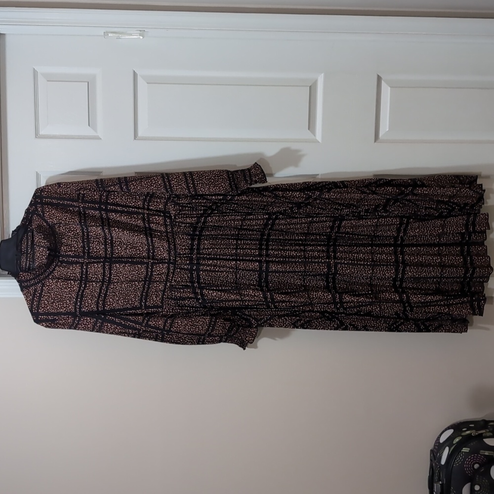 Long Sleeve Plaid Maxi Dress in Brown - Picture 2 of 7
